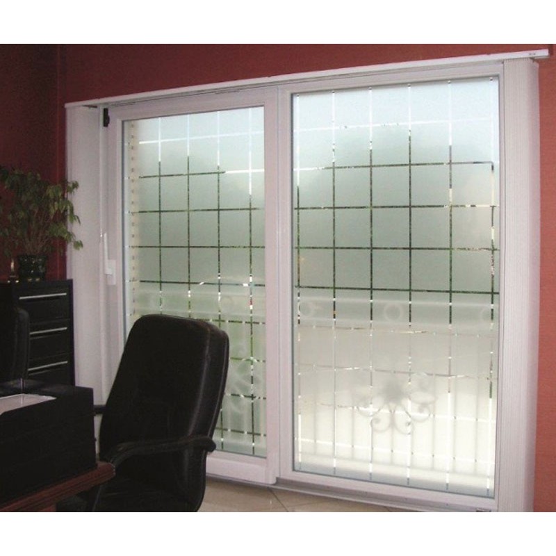 Patterned Decorative White Frosted Window Film Privacy Frosted Glass Film Large Block Pattern 1379