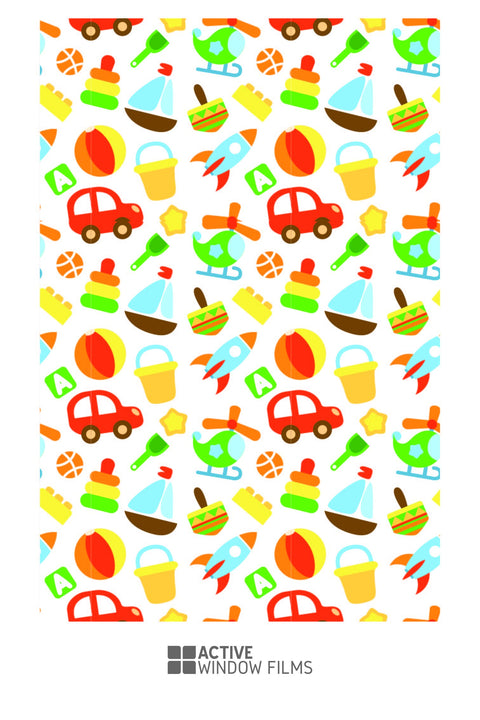 Childrens Toy Pattern Print Bespoke Custom Frosted Window Film