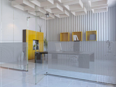 Patterned Decorative Silver Window Film - Privacy Glass Film Silver Line Pattern