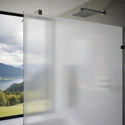 12mm Mat Frosted Reeded Window Film, Self-Adhesive Privacy Glass Film, Reeded Pattern Decorative Window Sticker, Fluted Anti-Glare Window Film