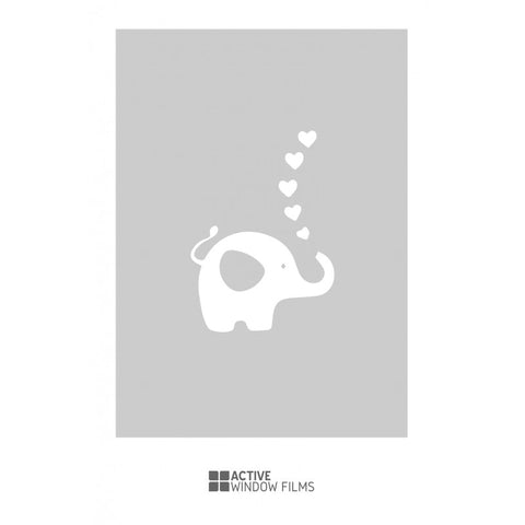 Elephant love hearts cut out, bespoke, custom, frosted animal window film