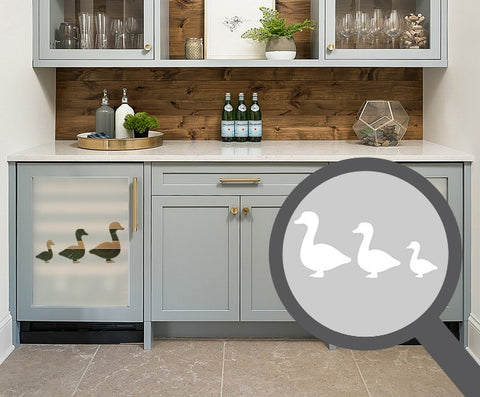 Ducks cut out, bespoke, custom, frosted kitchen window film