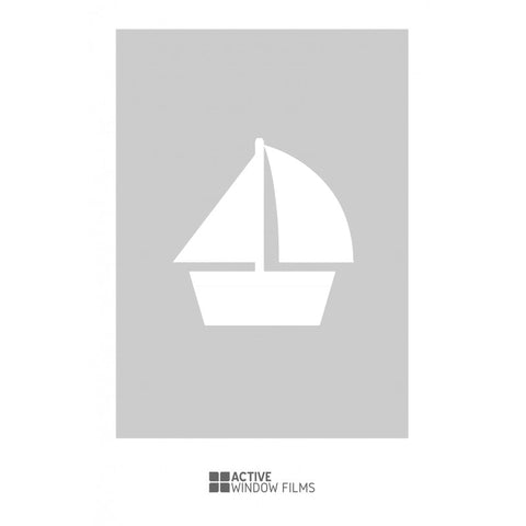 Bespoke cut out boat, custom, decorative frosted bathroom window film.