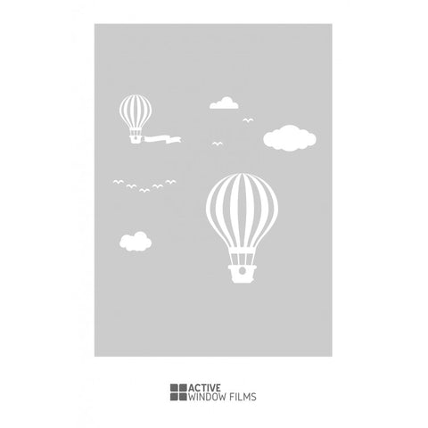 Hot air balloon scene cut out, bespoke, custom, frosted childrens window film