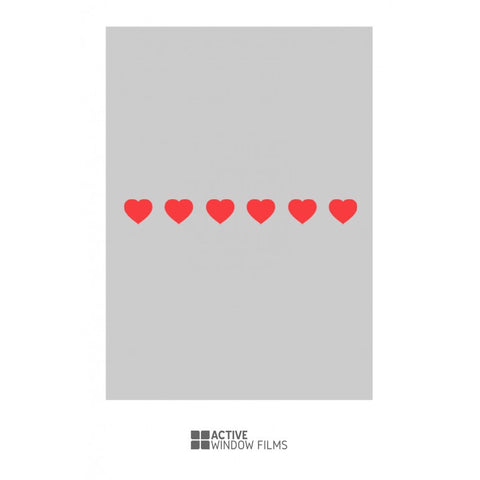 Bespoke printed heart repeated pattern, custom, decorative, frosted home window film.