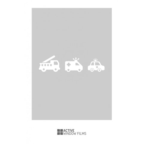 Firetruck, ambulance & police car cut out, bespoke, custom, frosted childrens window film