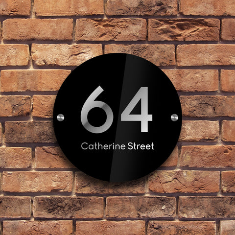 Bespoke House Sign, Personalised Laser Cut, Custom Engraved Front Door Acrylic, Number Plaque 15cm x 15cm Circle
