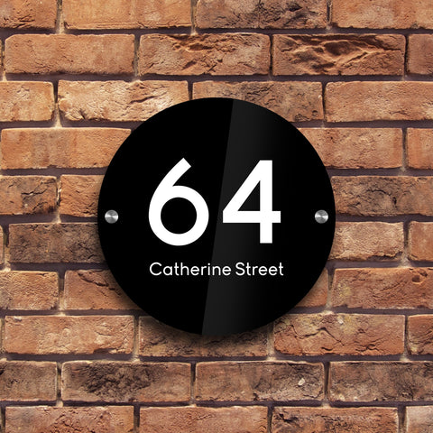 Bespoke House Sign, Personalised Laser Cut, Custom Engraved Front Door Acrylic, Number Plaque 15cm x 15cm Circle