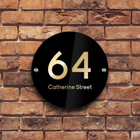 Bespoke House Sign, Personalised Laser Cut, Custom Engraved Front Door Acrylic, Number Plaque 15cm x 15cm Circle