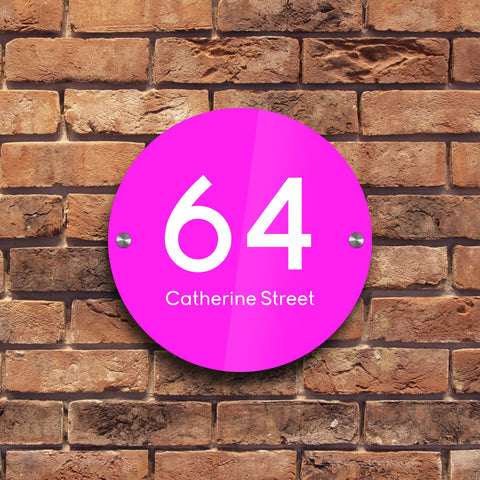Bespoke House Sign, Personalised Laser Cut, Custom Engraved Front Door Acrylic, Number Plaque 15cm x 15cm Circle