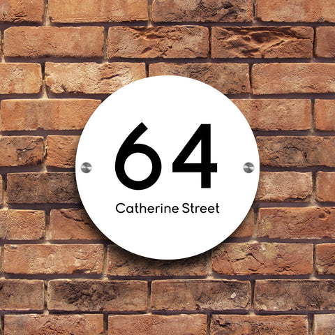 Bespoke House Sign, Personalised Laser Cut, Custom Engraved Front Door Acrylic, Number Plaque 15cm x 15cm Circle