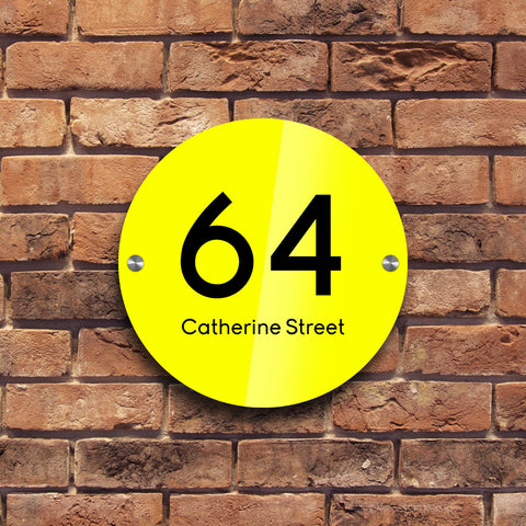 Bespoke House Sign, Personalised Laser Cut, Custom Engraved Front Door Acrylic, Number Plaque 15cm x 15cm Circle