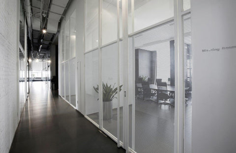 Patterned Decorative Silver Window Film - Privacy Glass Film Silver Line Pattern