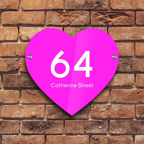 Bespoke House Sign, Personalised Laser Cut, Custom Engraved Front Door Acrylic, Number Plaque 15cm x 15cm Heart