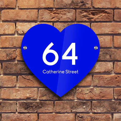 Bespoke House Sign, Personalised Laser Cut, Custom Engraved Front Door Acrylic, Number Plaque 15cm x 15cm Heart