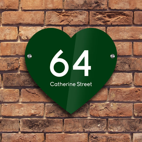 Bespoke House Sign, Personalised Laser Cut, Custom Engraved Front Door Acrylic, Number Plaque 15cm x 15cm Heart