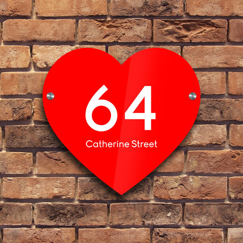 Bespoke House Sign, Personalised Laser Cut, Custom Engraved Front Door Acrylic, Number Plaque 15cm x 15cm Heart