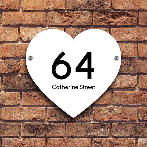 Bespoke House Sign, Personalised Laser Cut, Custom Engraved Front Door Acrylic, Number Plaque 15cm x 15cm Heart