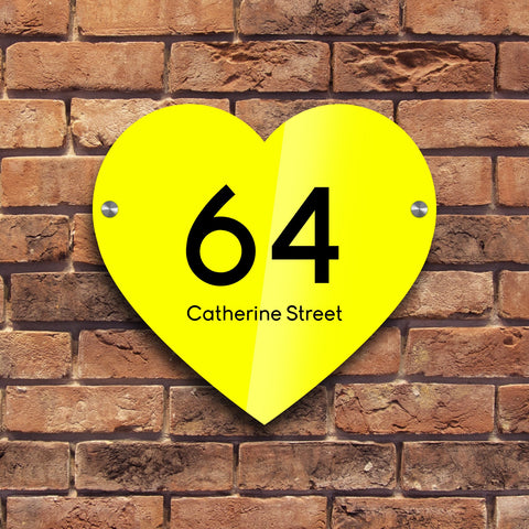 Bespoke House Sign, Personalised Laser Cut, Custom Engraved Front Door Acrylic, Number Plaque 15cm x 15cm Heart
