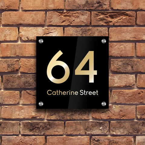 Bespoke House Sign, Personalised Laser Cut, Custom Engraved Front Door Acrylic, Number Plaque 15cm x 15cm Square