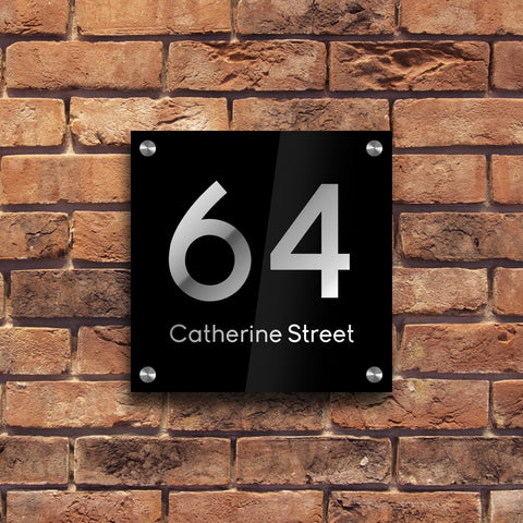 Bespoke House Sign, Personalised Laser Cut, Custom Engraved Front Door Acrylic, Number Plaque 15cm x 15cm Square