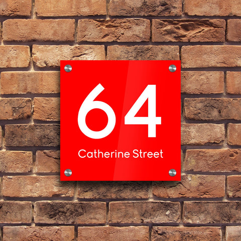 Bespoke House Sign, Personalised Laser Cut, Custom Engraved Front Door Acrylic, Number Plaque 15cm x 15cm Square