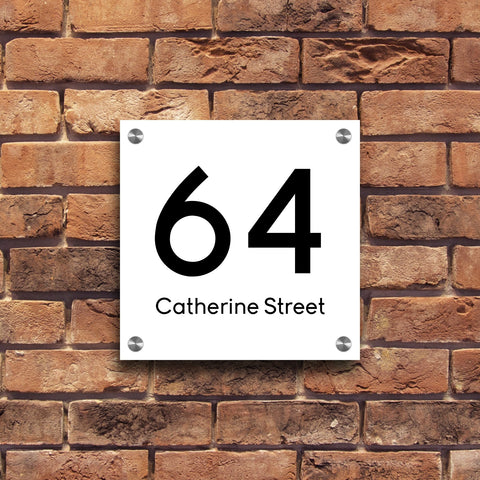 Bespoke House Sign, Personalised Laser Cut, Custom Engraved Front Door Acrylic, Number Plaque 15cm x 15cm Square