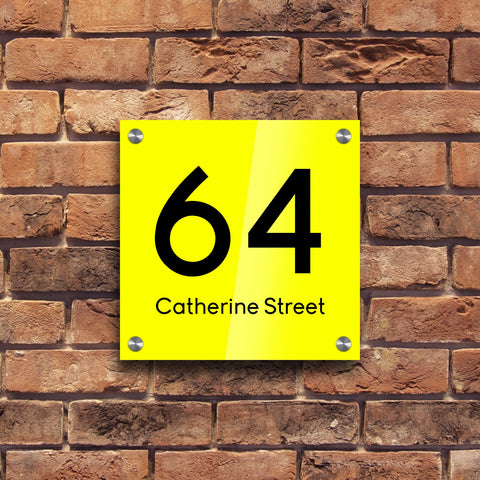 Bespoke House Sign, Personalised Laser Cut, Custom Engraved Front Door Acrylic, Number Plaque 15cm x 15cm Square