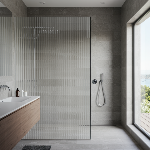 12mm Reeded Window Film, Self-Adhesive Privacy Glass Film, Reeded Pattern Decorative Window Sticker, Fluted Anti-Glare Window Film