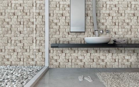 Cover Styl' - U9 Grey Stone Brick Self Adhesive Sticker, Vinyl Window Wall Door Furniture Covering