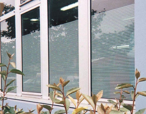 Patterned Decorative White Frosted Window Film - Privacy Frosted Glass Film FR04 4MIL LINE PATTERN