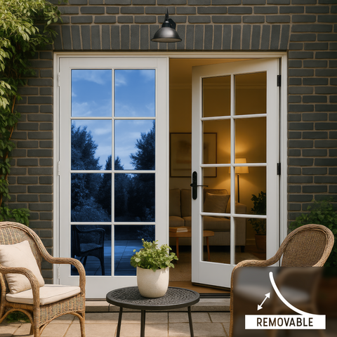Static Cling Blue Mirror Reflective Window Film (Solar Control & Day Time Privacy Tint) No Glue Self Adhesive Glass Tint
