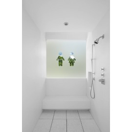 Transitional Style Male & Female Symbol Cut Out Bespoke Custom Frosted Bathroom Window Film B02