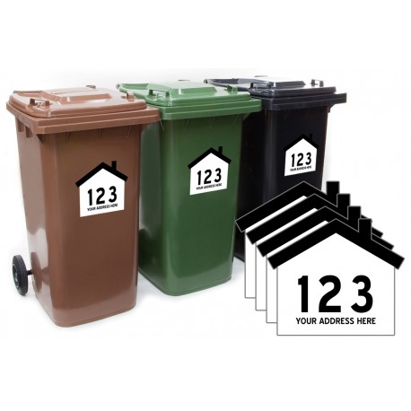 Pair Wheelie Bin Stickers Transfers Your House Number Street Road Address WB13 