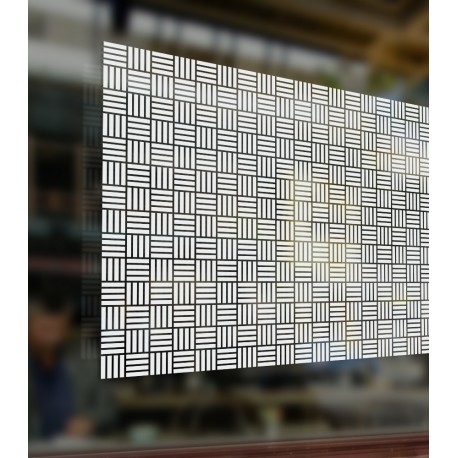 Patterned Decorative White Frosted Window Film - Privacy Frosted Glass Film CUBIC / SQUARE PATTERN