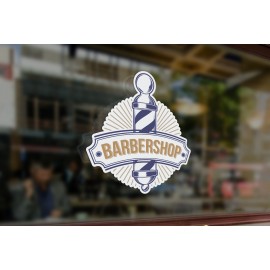 Bespoke barber shop sign window sticker, a high quality, vinyl sticky back plastic decal, Commercial Window Glass Stickers