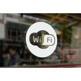 C6 - Free wifi sign, vinyl cut window sticker, contour cut, for commercial cafe windows/glass or walls.