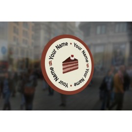 C11 - Customisable round cake slice window sticker, high quality, vinyl sticky back plastic, Commercial Window Glass Stickers