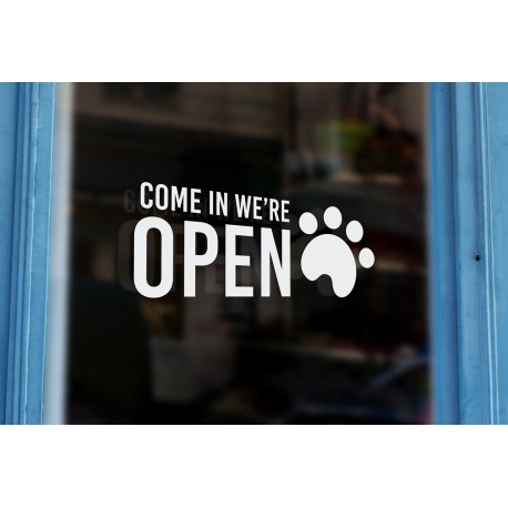 P14 - Bespoke pet shop come in sign, vinyl cut window sticker, contour cut, for commercial windows/glass or walls.