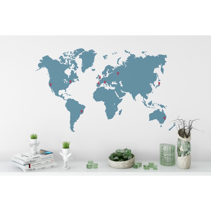 Bespoke High Quality Detailed World Map Vinyl Wall Sticker