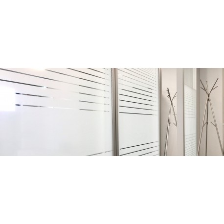 Patterned Decorative White Frosted Window Film - Privacy Frosted Glass Film FR10 LINE 10 MIL PATTERN