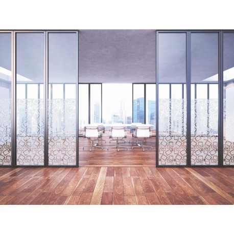 Contemporary Square Pattern Window Film, Frosted Vinyl Privacy Glass Cover, FI