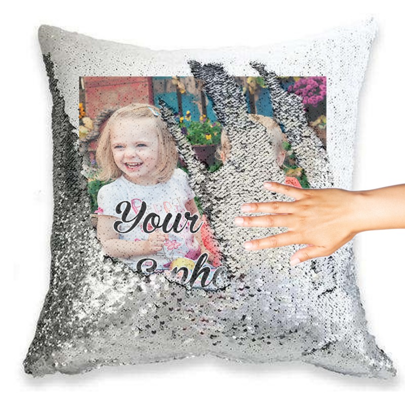 Details about   Personalised Glitter Design Any Name Magic Reveal Silver Sequin Cushion Cover 4 