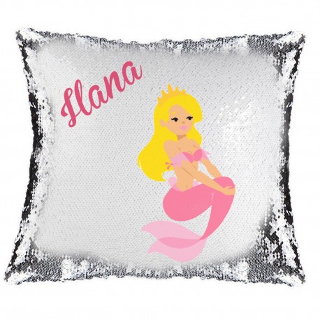 Mermaid Magic Reveal Cushion Cover PERSONALISED Sequin Pillow Xmas Gift