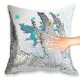 Blue Unicorn Magic Reveal Cushion Cover PERSONALISED Sequin Pillow Xmas Gift