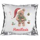 Christmas Bear Magic Reveal Cushion Cover PERSONALISED Sequin Pillow Xmas Gift