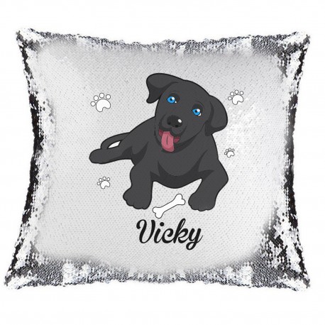 Labrador Magic Reveal Cushion Cover PERSONALISED Sequin Pillow Xmas Gift