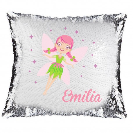 Pink Fairy Magic Reveal Cushion Cover PERSONALISED Sequin Pillow Xmas Gift