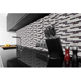 White & Grey Luxury 3d Effect, Self Adhesive Gel Mosaic Tile Wall 