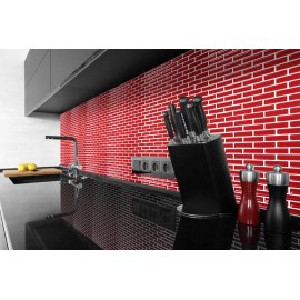 Bright Red Mosaic 3D effect, Self Adhesive Gel MOSAIC TILE Wall Transfer Textured Sticker Tile AWF10